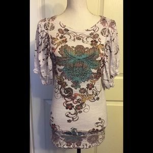 dina-be Pretty Print Top Blouse